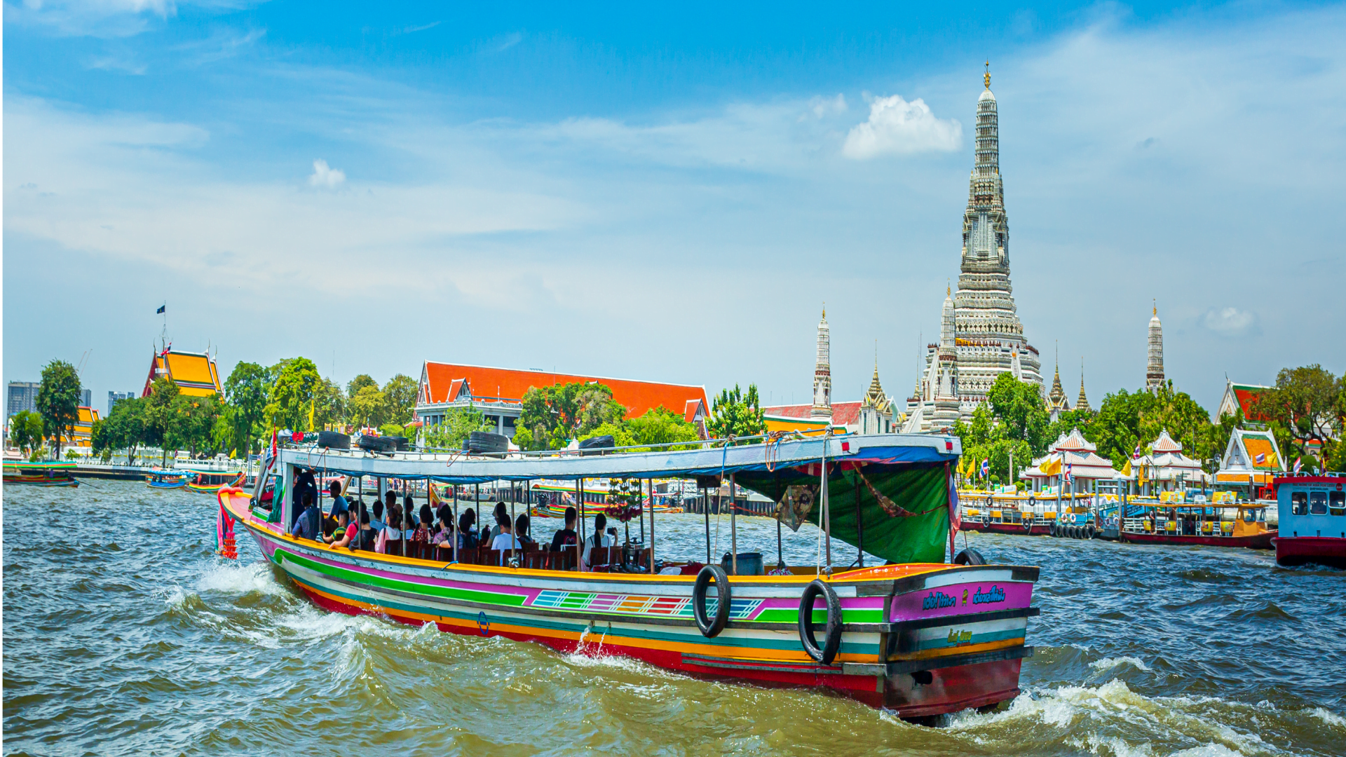 Bangkok long tail boat on river