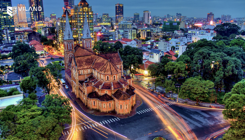 Ho Chi Minh city night landscape view